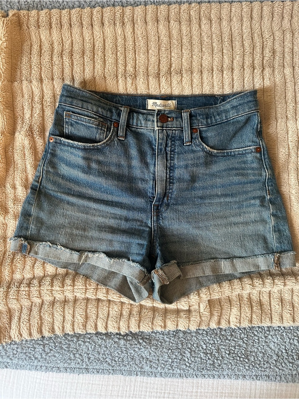 Madewell Blue Cuffed Jean Shorts